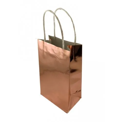 5pk Metallic Rose Gold Paper Party Gift Bags