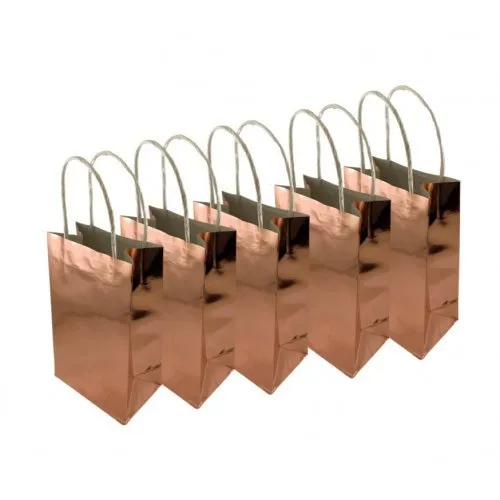 5pk Metallic Rose Gold Paper Party Gift Bags