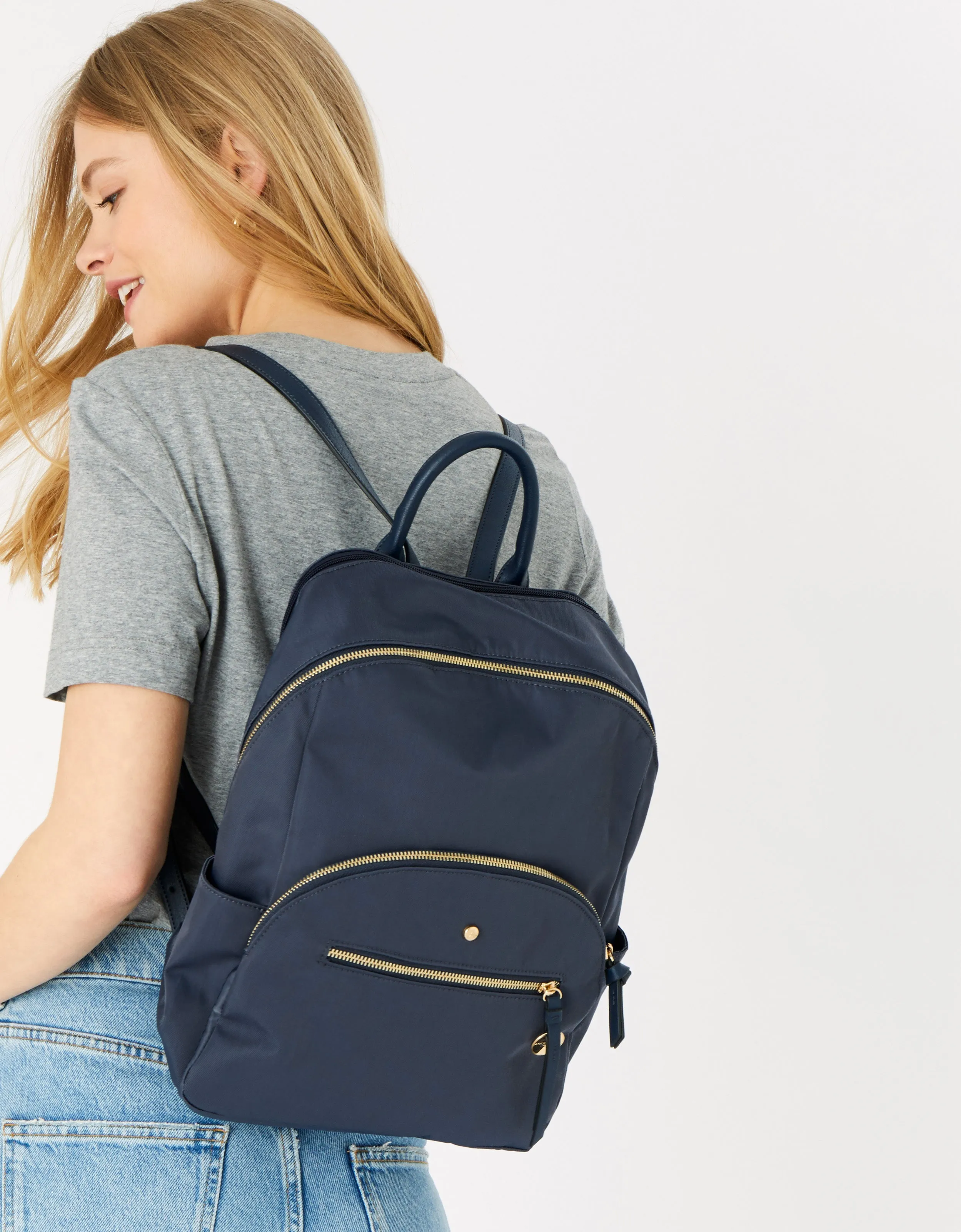 Accessorize London Nell Nylon Backpack Blue