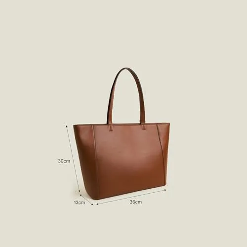 Accessorize London Women's Brown Smooth Faux Leather Tote Bag