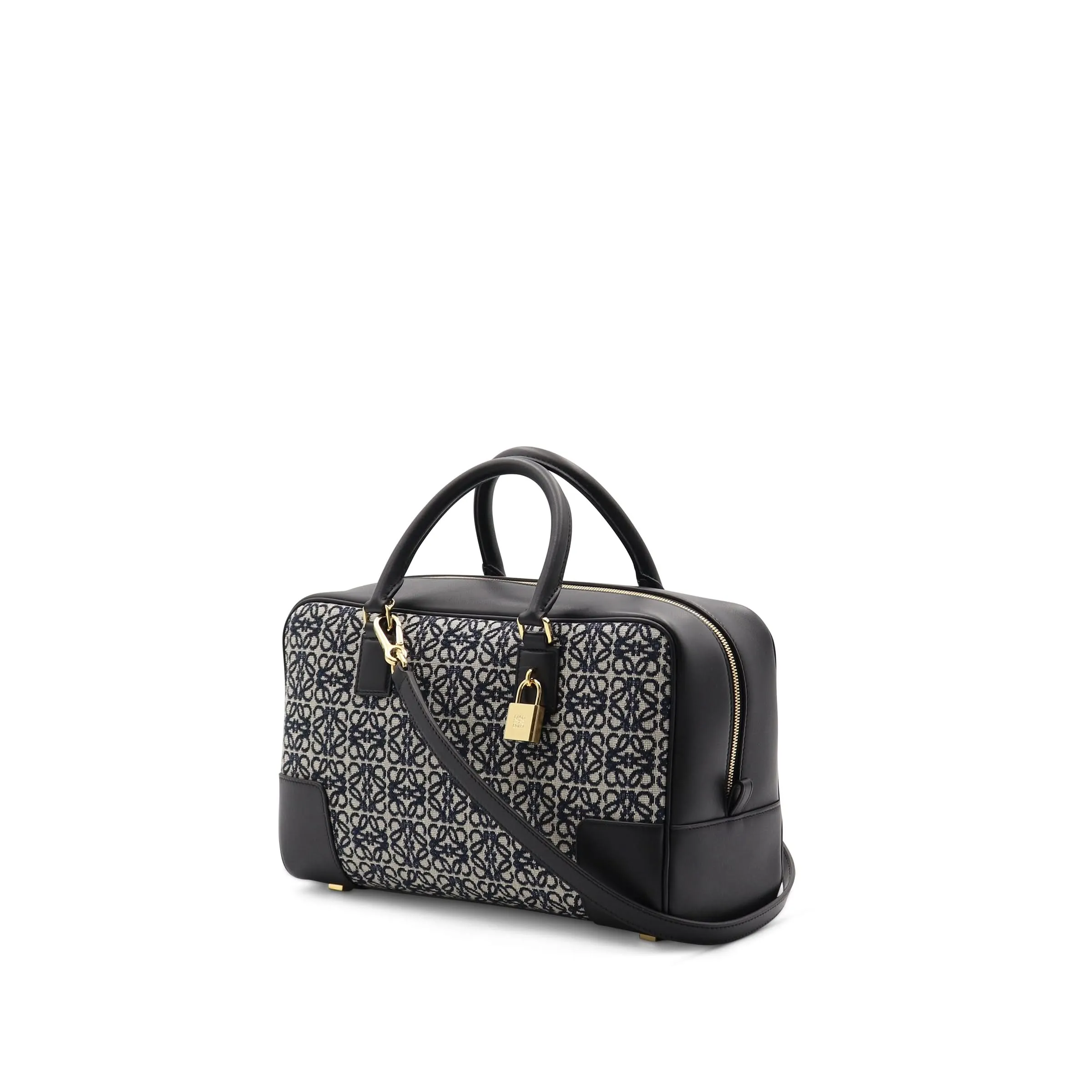 Amazona 28 Bag in Anagram Jacquard and Calfskin in Navy