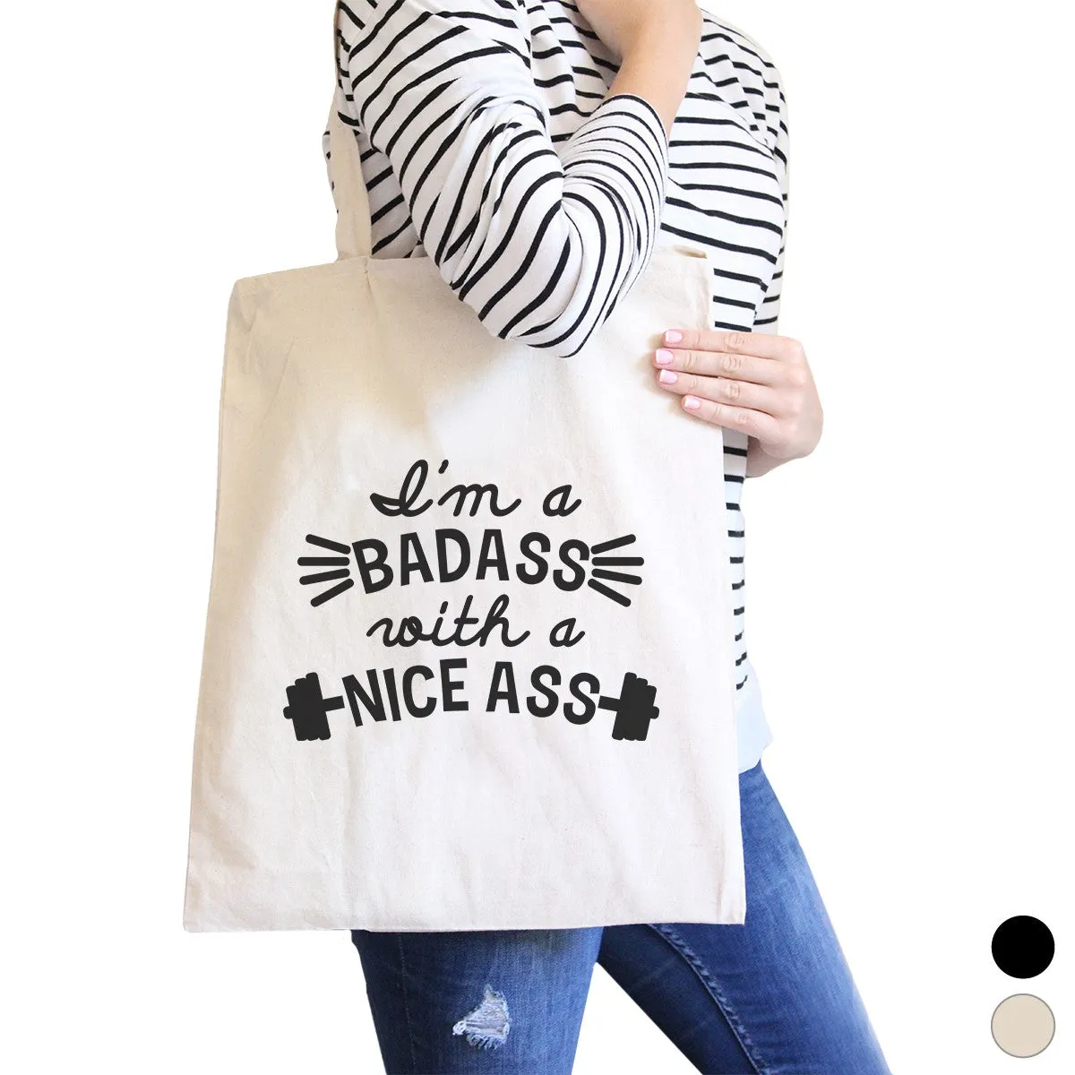 Bad Nice Ass Canvas Shoulder Bag Funny Graphic Gym Workout Tote