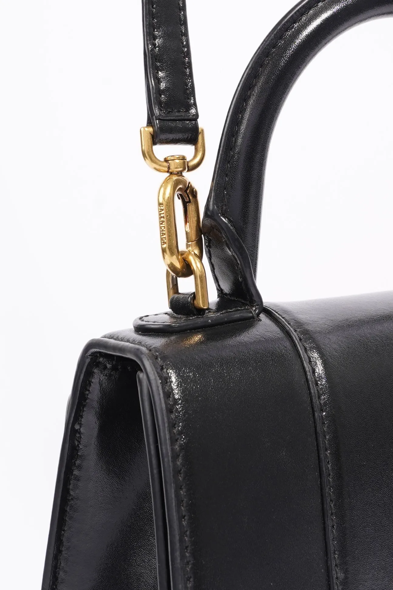 Balenciaga Hourglass Bag Black Leather XS