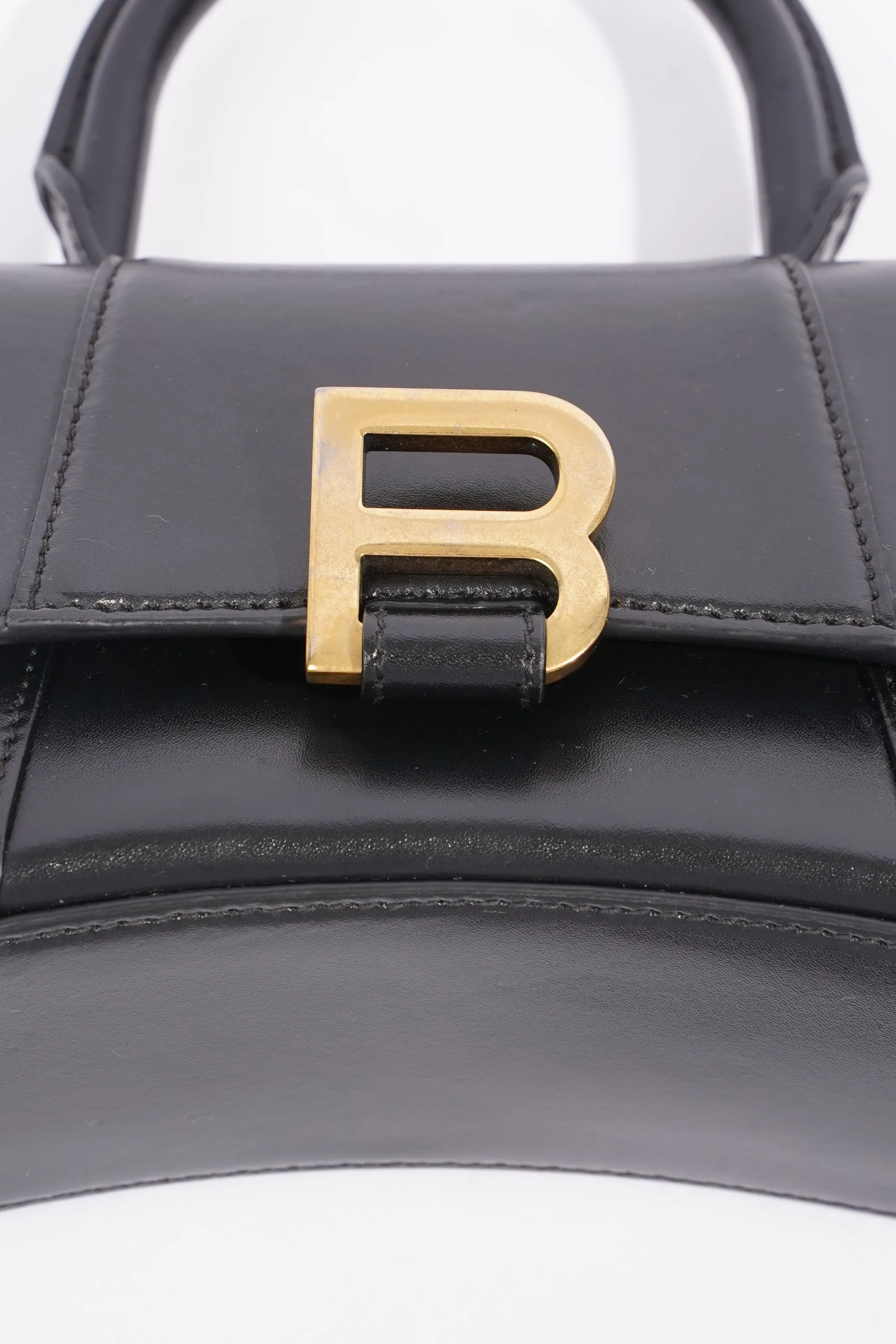 Balenciaga Hourglass Bag Black Leather XS