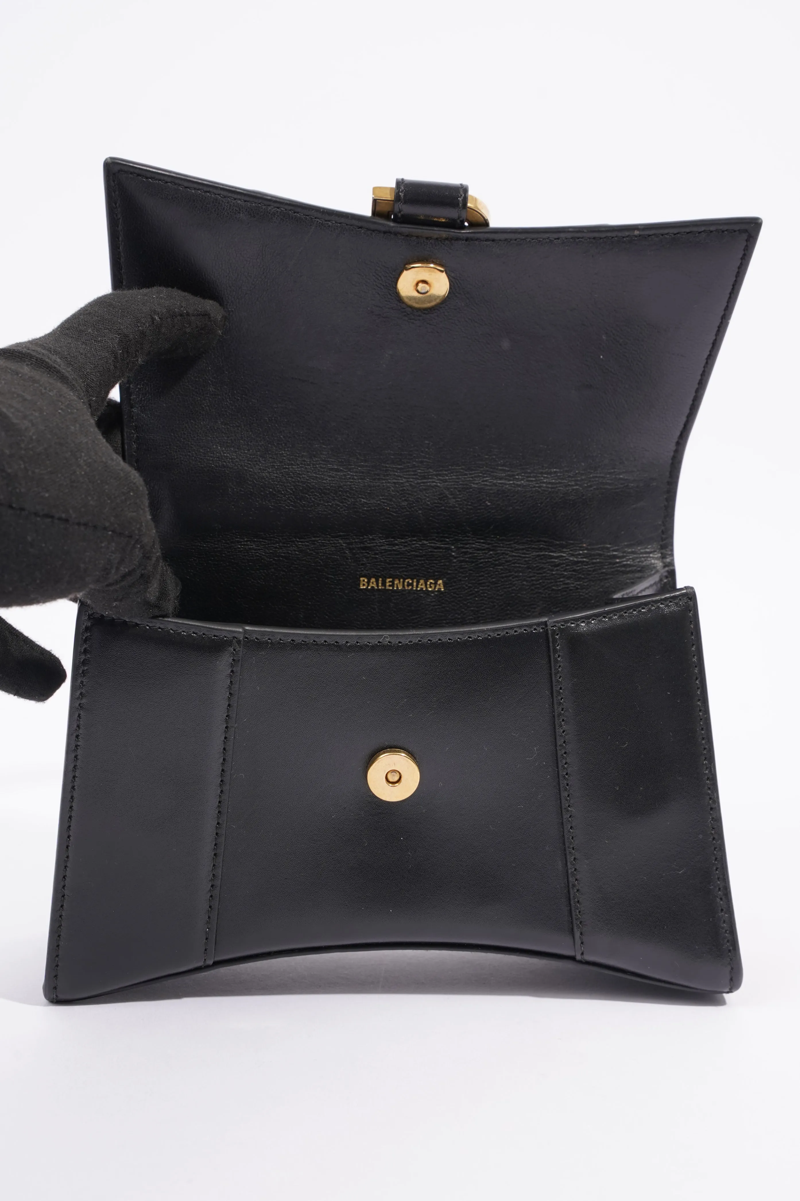 Balenciaga Hourglass Bag Black Leather XS