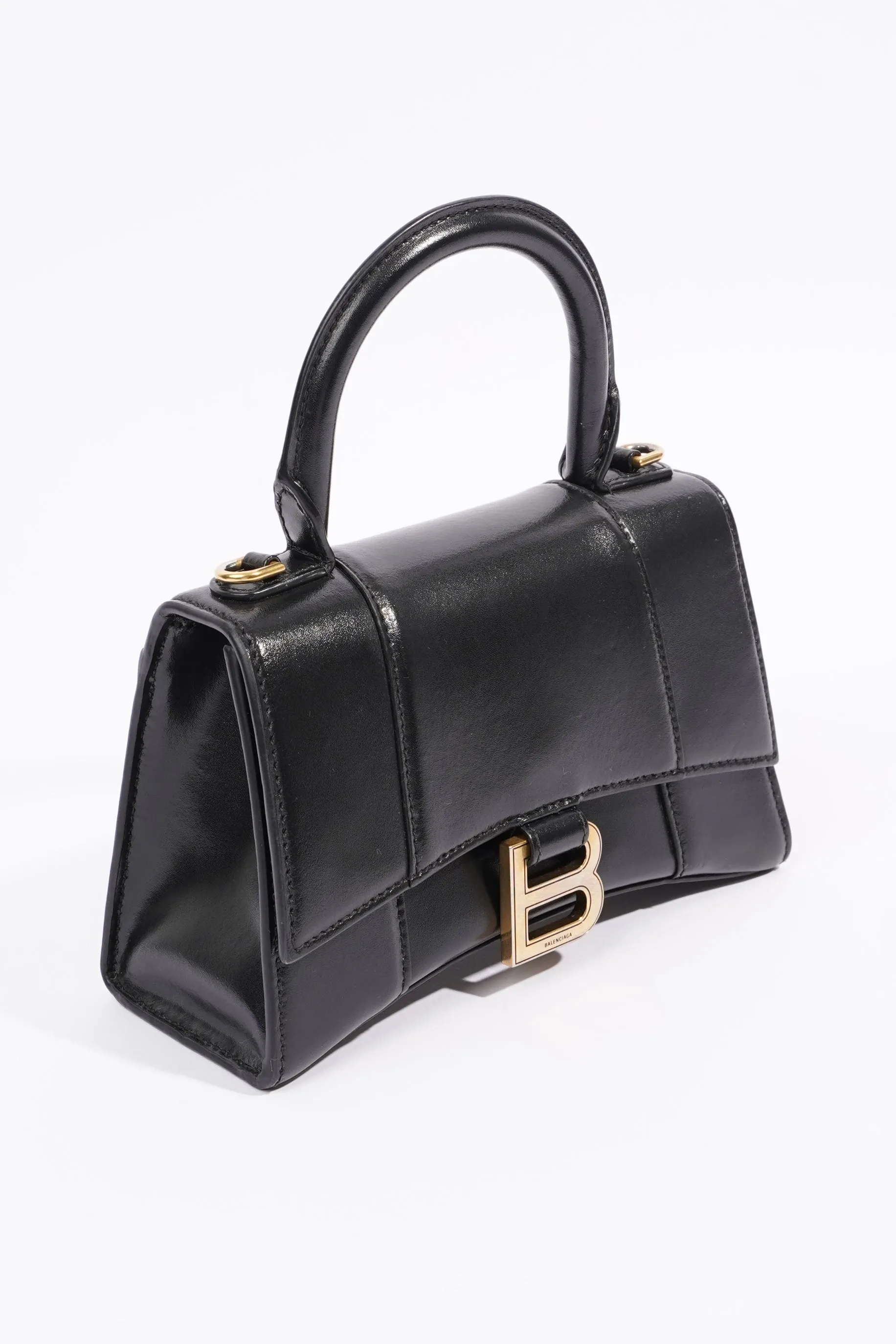 Balenciaga Hourglass Bag Black Leather XS