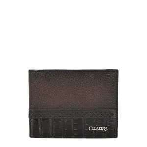 BC012NL - Cuadra black exotic bifold wallet in niloticus leather for men