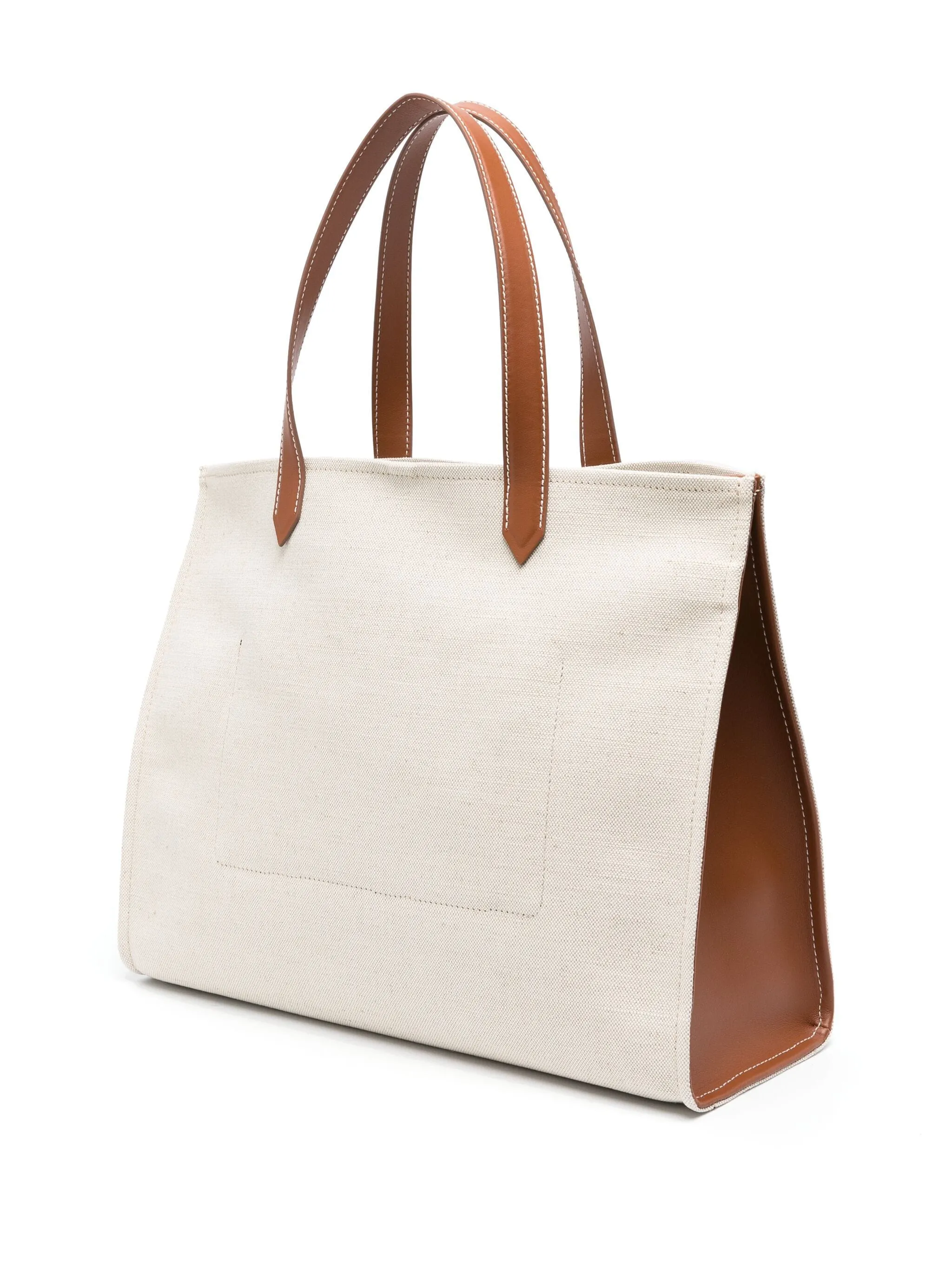 Beige Calf Leather Tote Bag