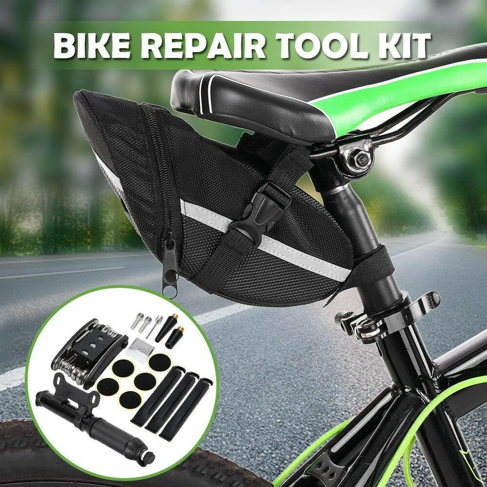 Bike Repair Kit Bike Tire Lever 120PSI Manual Pump 16-IN-1 Multi-functional Tool Bike Tire Rasp Patch Needle Bike Tire Repair Tools with Storage Pouch