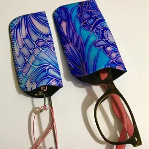 Blue Butterflies Glasses Cover - slip-on padded cover for glasses - Reading or Large Glasses Case