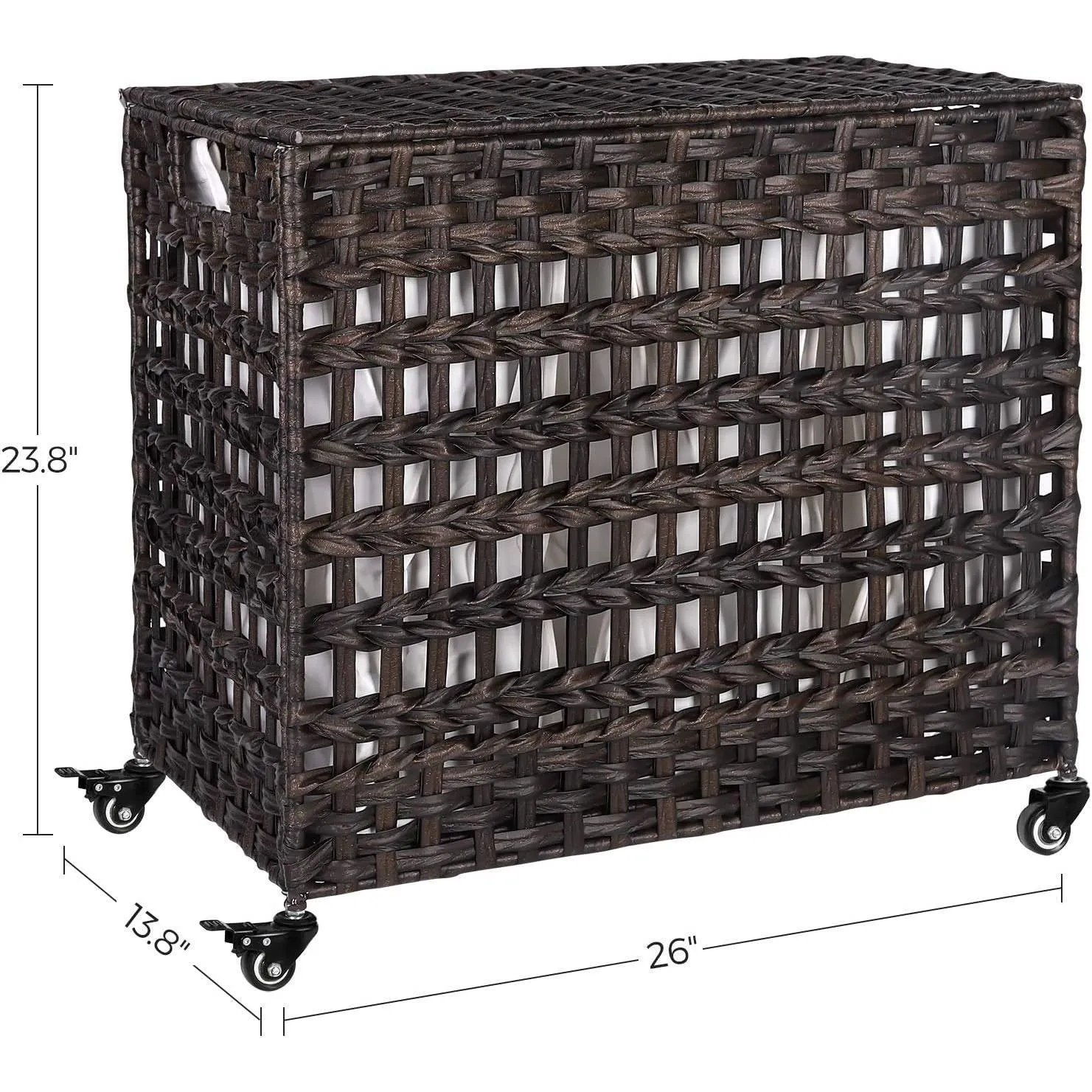 Brown Laundry Hamper Sorter Cart with Removable Cotton Bags