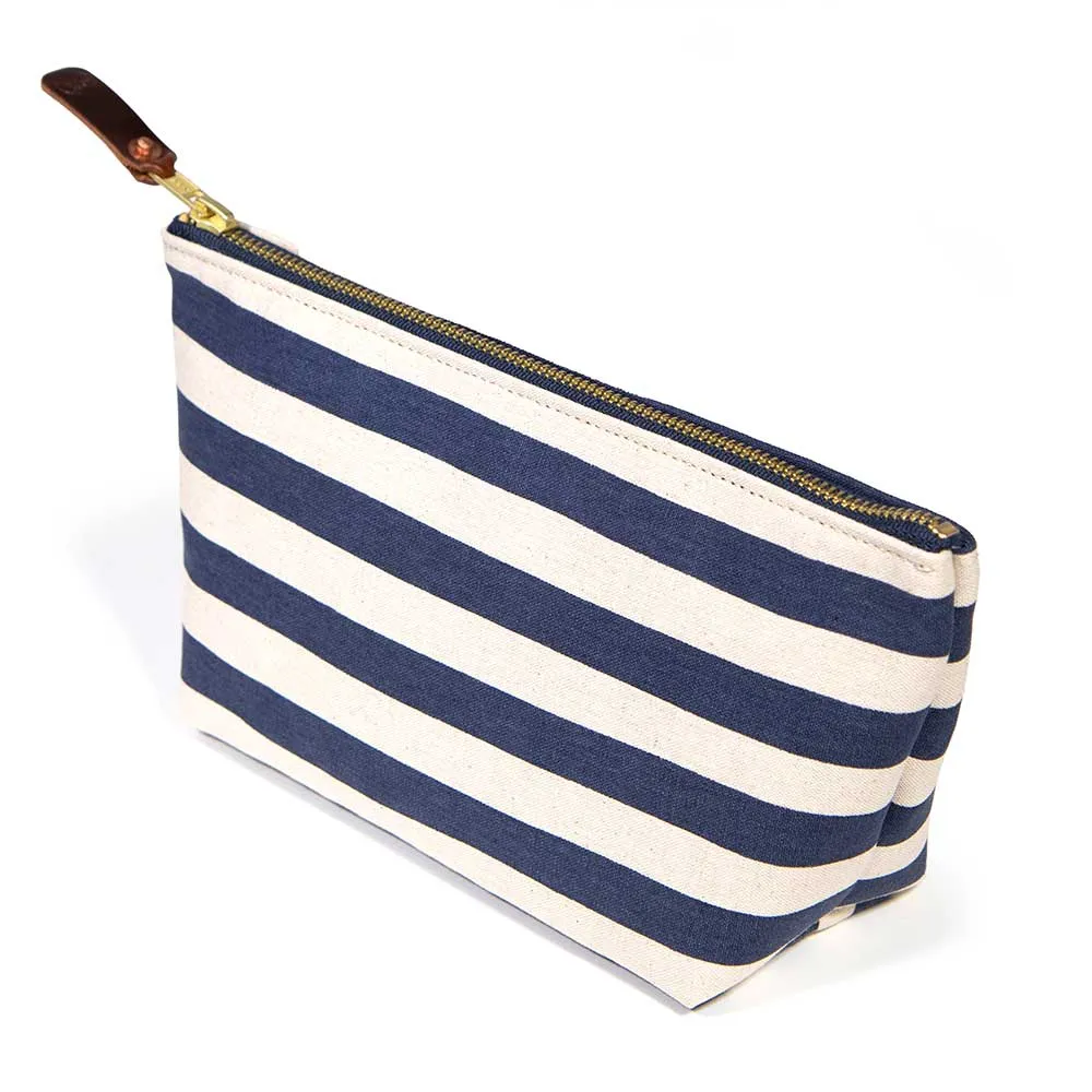 Cabana Stripe Travel Clutch- Navy