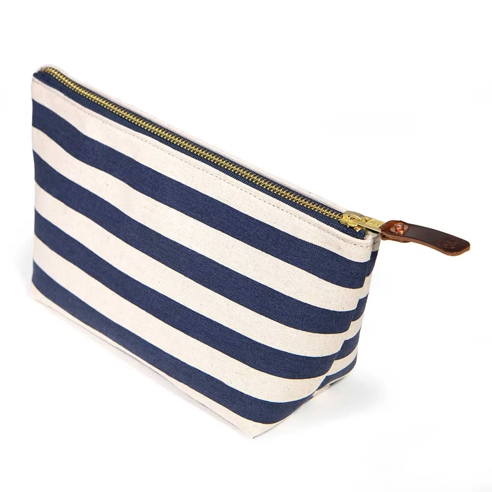 Cabana Stripe Travel Clutch- Navy