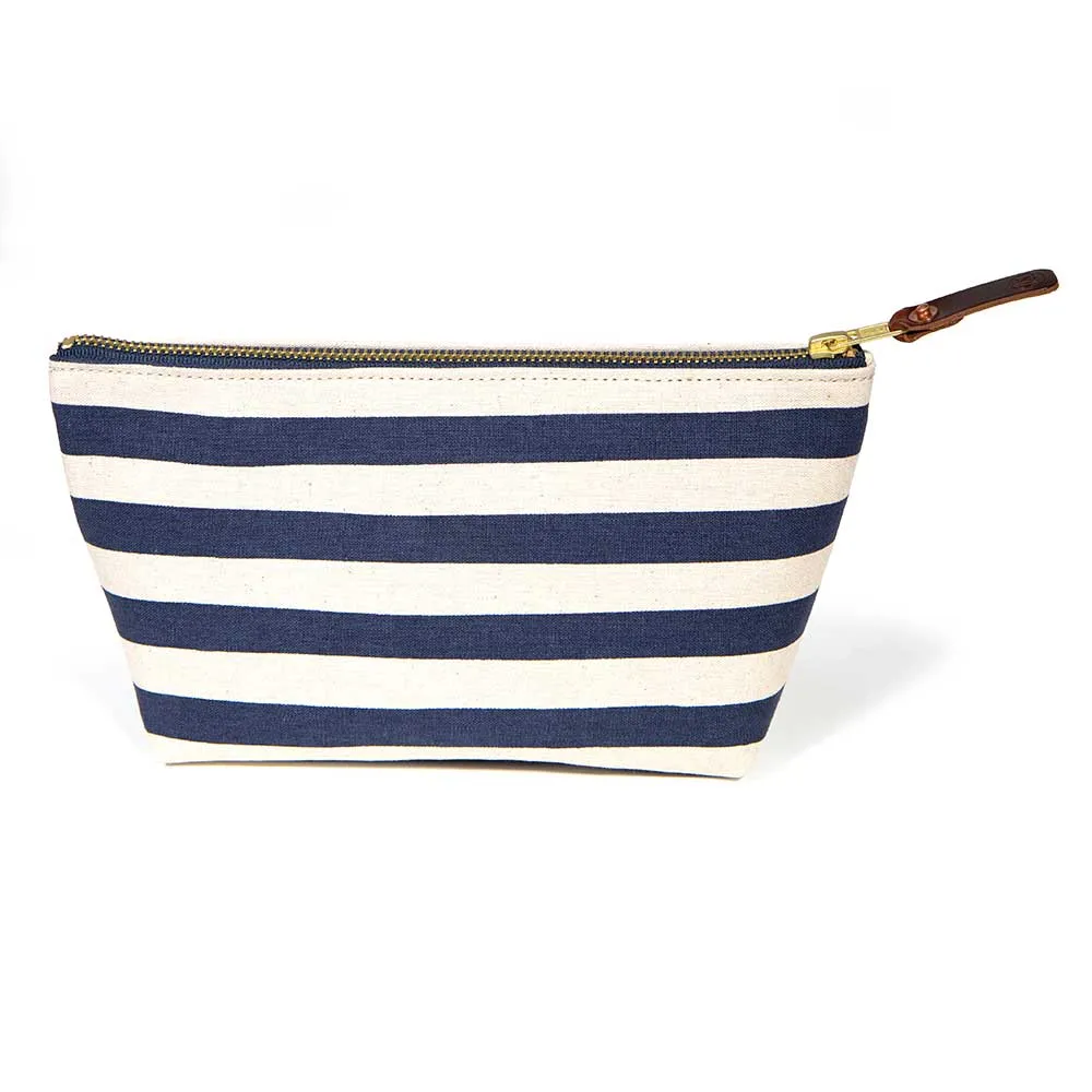 Cabana Stripe Travel Clutch- Navy