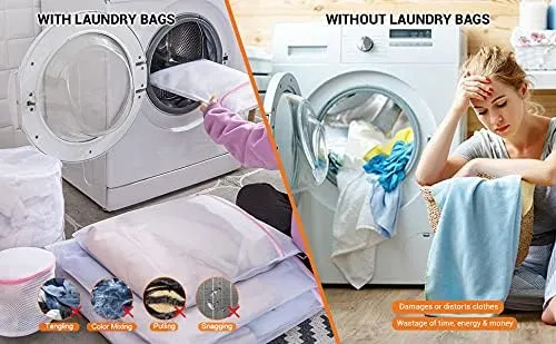 CAN Laundry Bag (Machine Washable Dirty Clothes Organizer, Twill Fabric, Easy Fit a Laundry Hamper or Basket, White, 45x65cm)