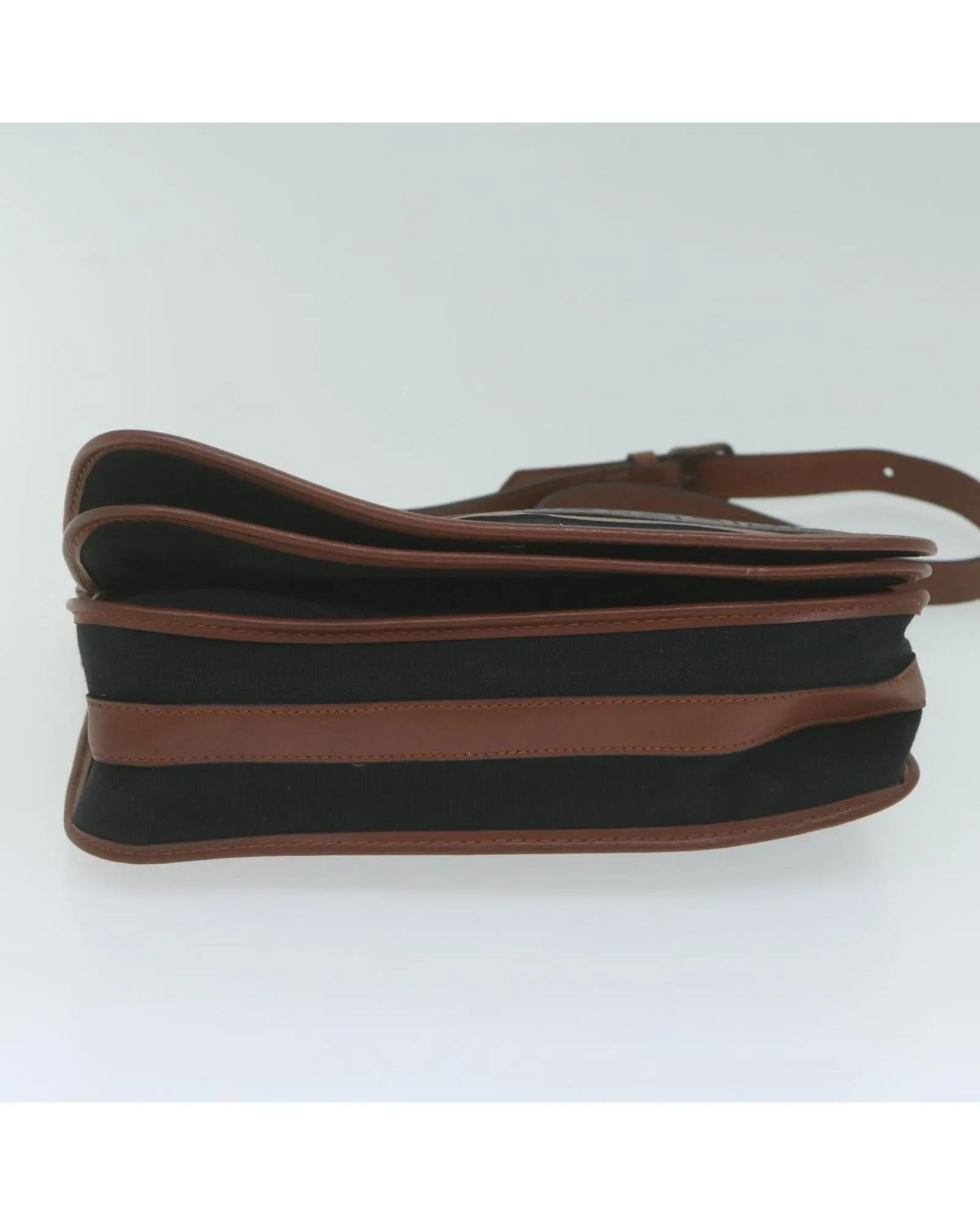 Canvas Shoulder Bag with Authentic Brown Details