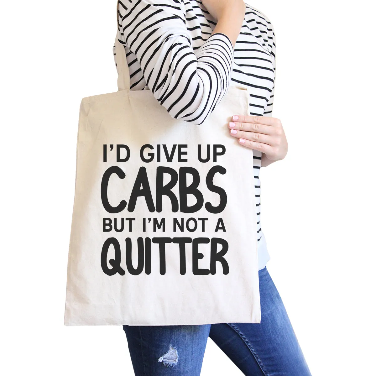 Carbs Quitter Canvas Shoulder Bag Gym Fitness Workout Friend Gift