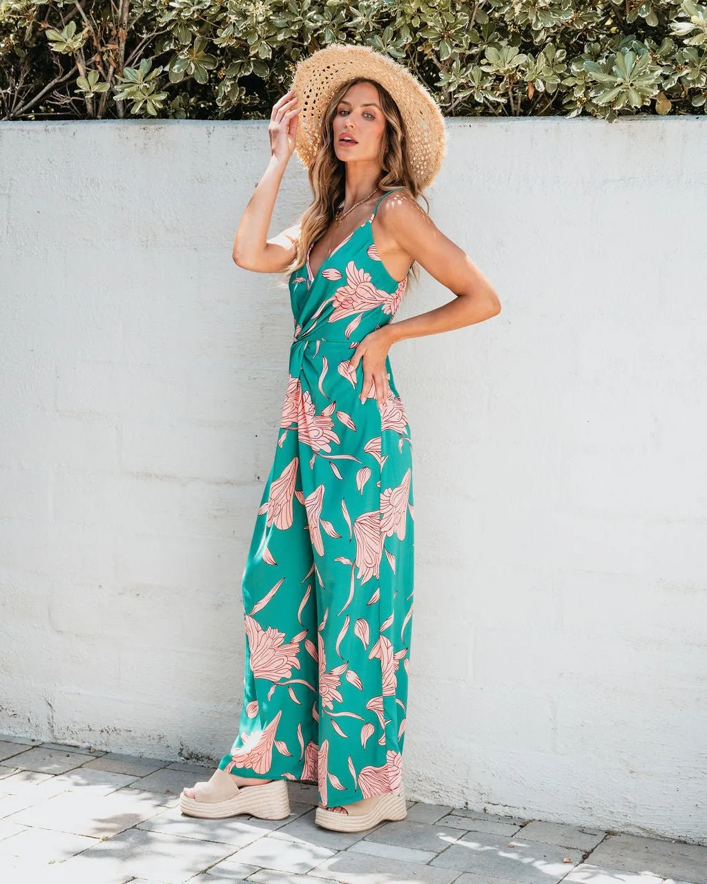 Caribbean Green Floral Print Jumpsuit - FINAL SALE