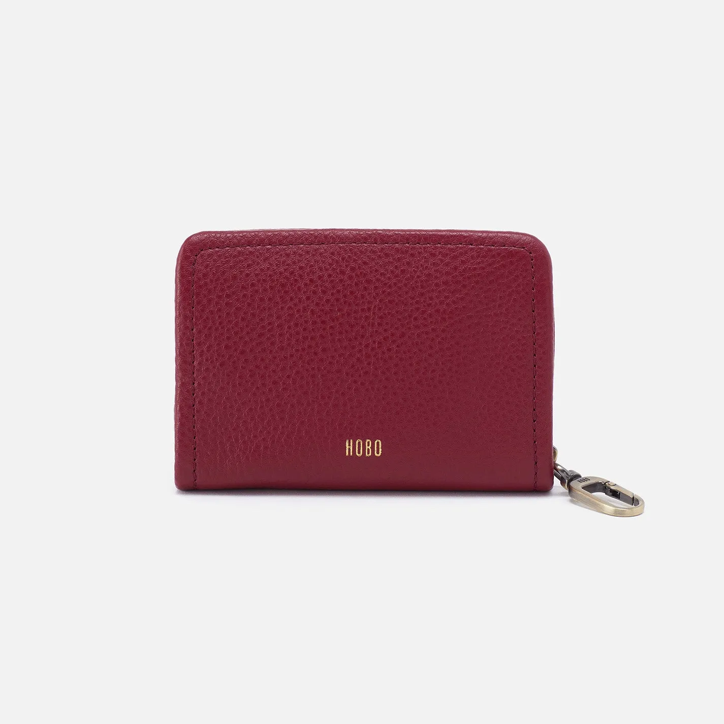 Cass Card Case In Pebbled Leather - Wine