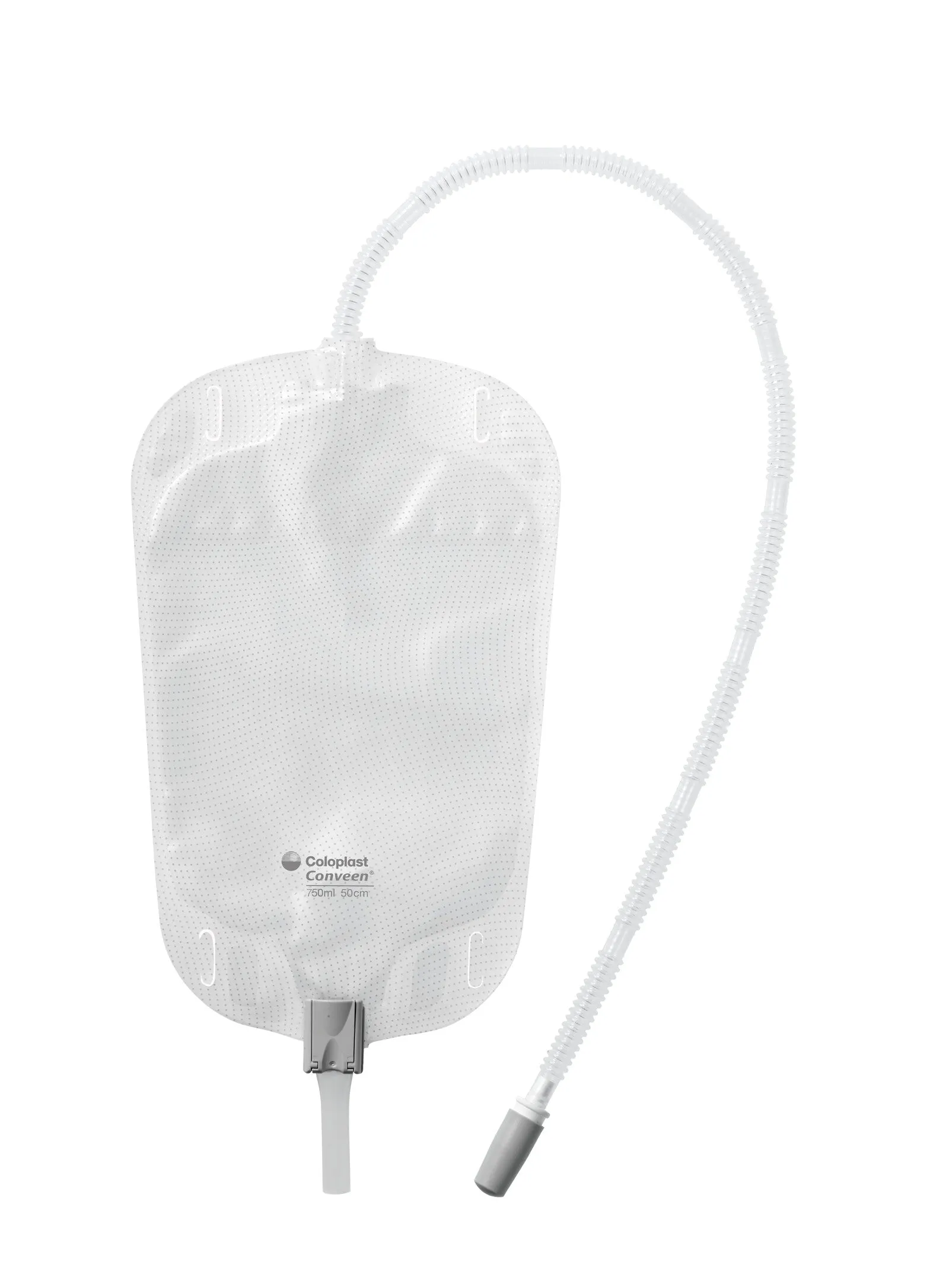 Coloplast Simpla Plus Syphon Bag slide action tap (T-tap) 750ml 25cm tube (Box 10)