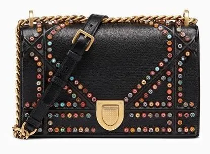 Diorama "Cannage" Motif Studded Bag with Multi-Coloured Murrines