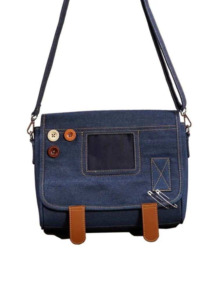 DRDR Original Design Casual Shoulder Crossbody Bag - Large Capacity Denim Bag