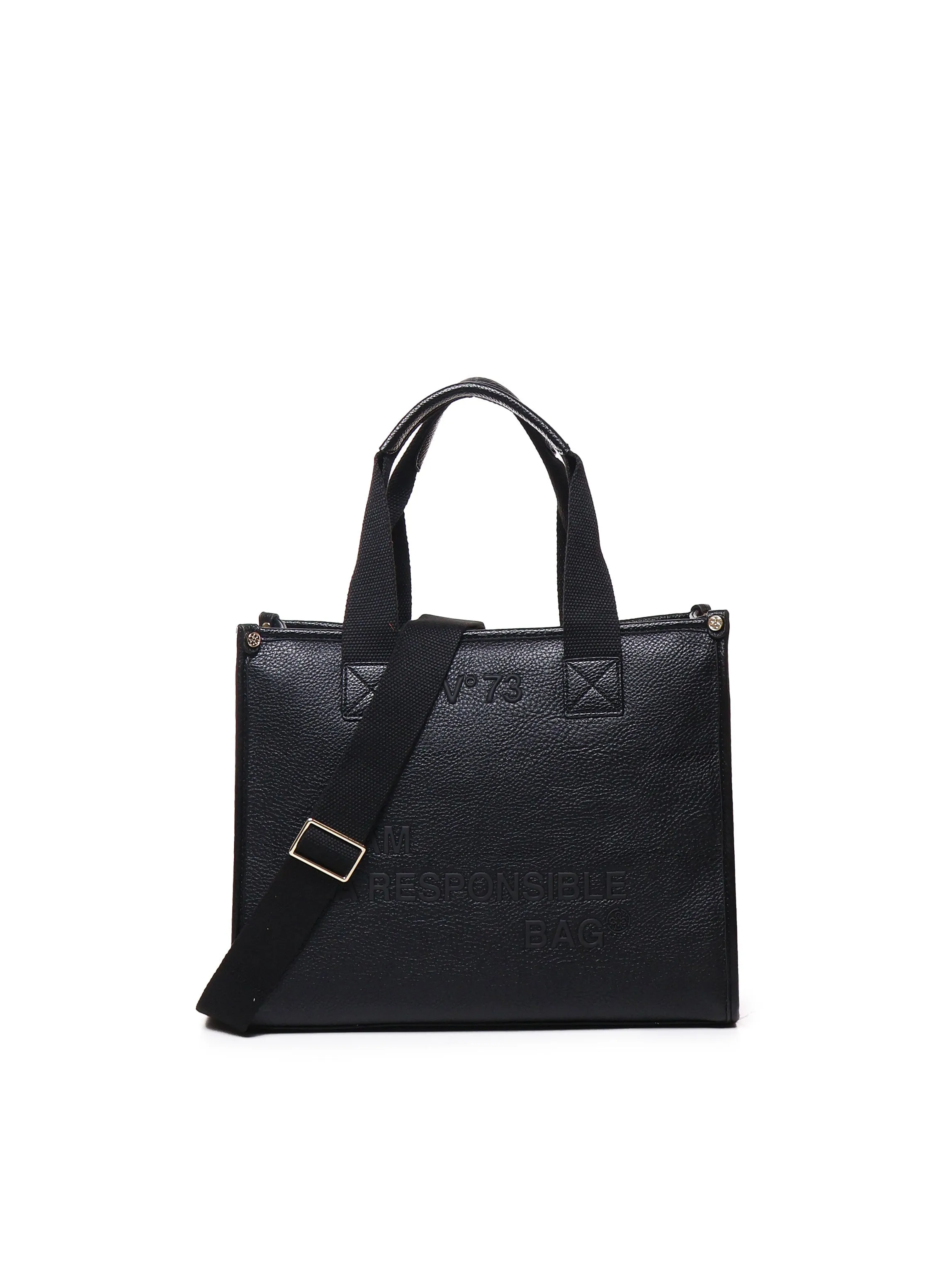 Eco-leather Black Handbag with Strap