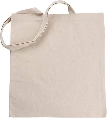 ECOFACTORYDIRECT 12 Pack NATURAL Color Cotton Bag - 15" X 16" reusable grocery bags 5.5 oz cotton canvas tote eco friendly super strong reusable washable (NATURAL, 12)