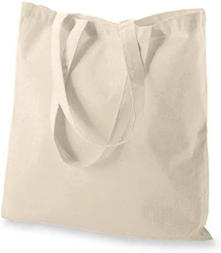 ECOFACTORYDIRECT 12 Pack NATURAL Color Cotton Bag - 15" X 16" reusable grocery bags 5.5 oz cotton canvas tote eco friendly super strong reusable washable (NATURAL, 12)