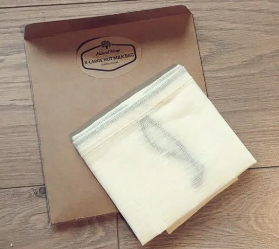 Extra Large Nut Milk Bags - 2 Pack - Hemp and Organic Cotton