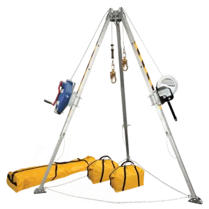 FallTech 8' Confined Space Tripod System with 60' Galvanized Steel SRL-R and Personnel Winch