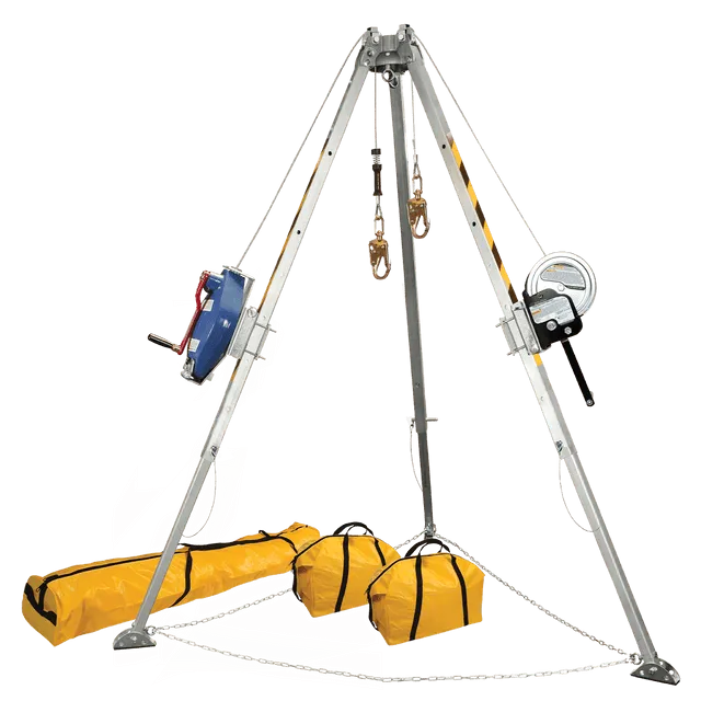 FallTech 8' Confined Space Tripod System with 60' Galvanized Steel SRL-R and Personnel Winch