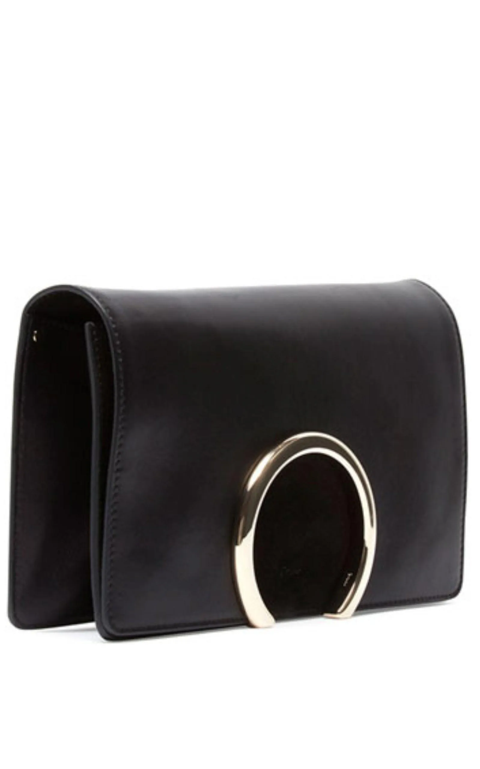 Gabrielle Black Leather Clutch