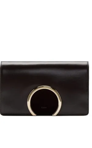 Gabrielle Black Leather Clutch