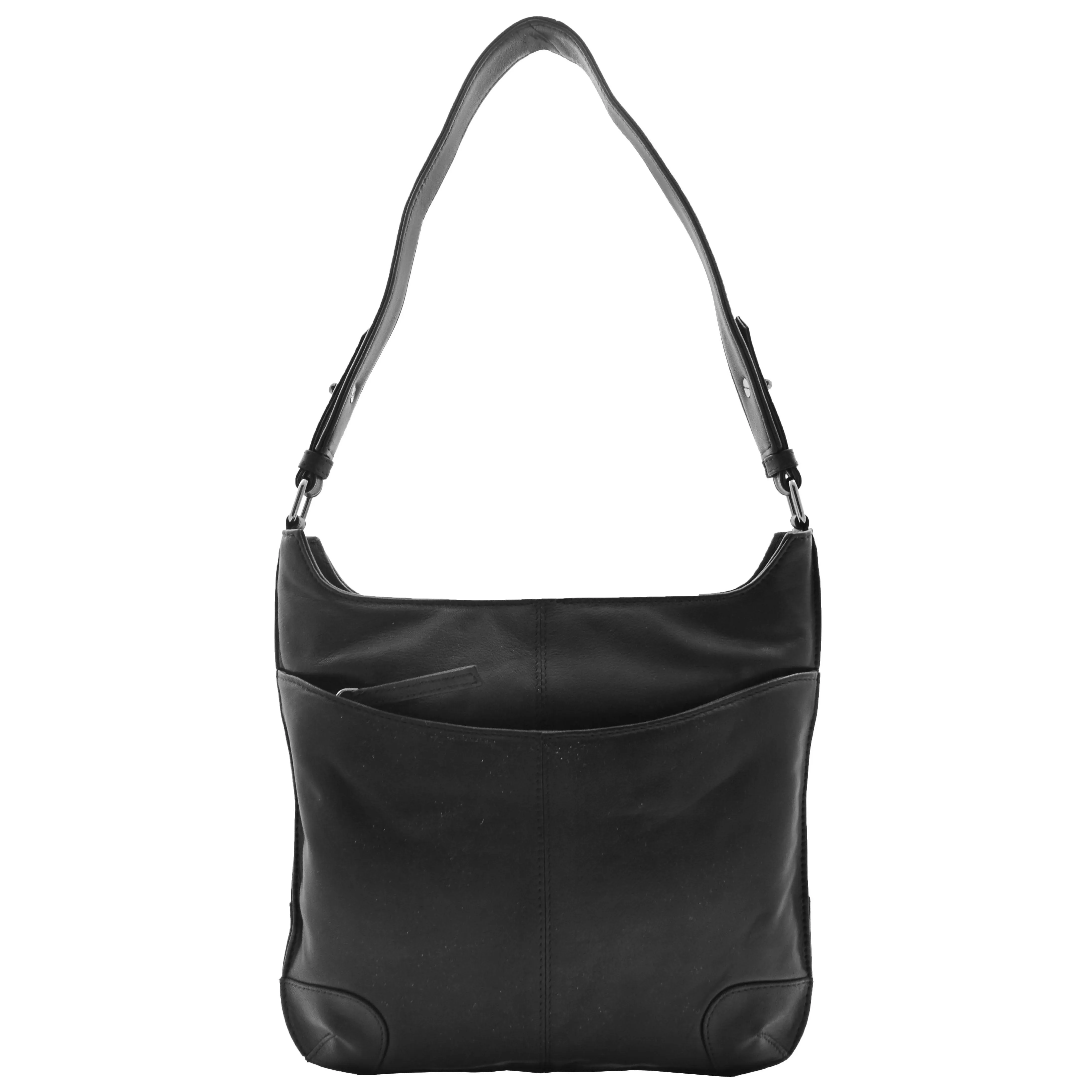 Genuine Black Leather Shoulder Hobo Bag For Women Slim Zip Top Ava