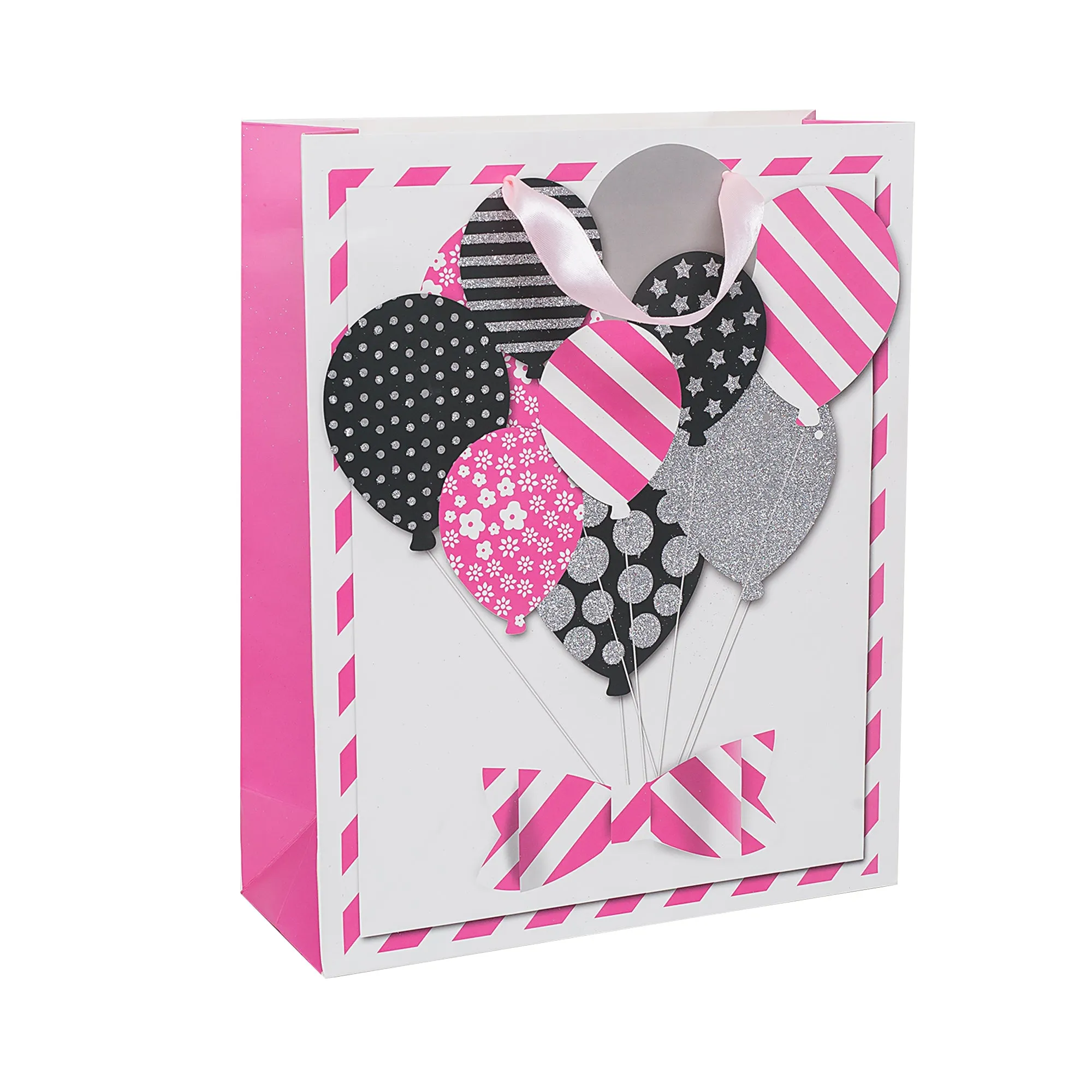 Glittery Heart Balloon Gift Bags - Set Of 4, Assorted Colors