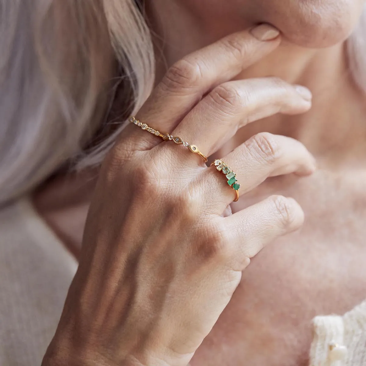 Green Gemstone Ombre Ring