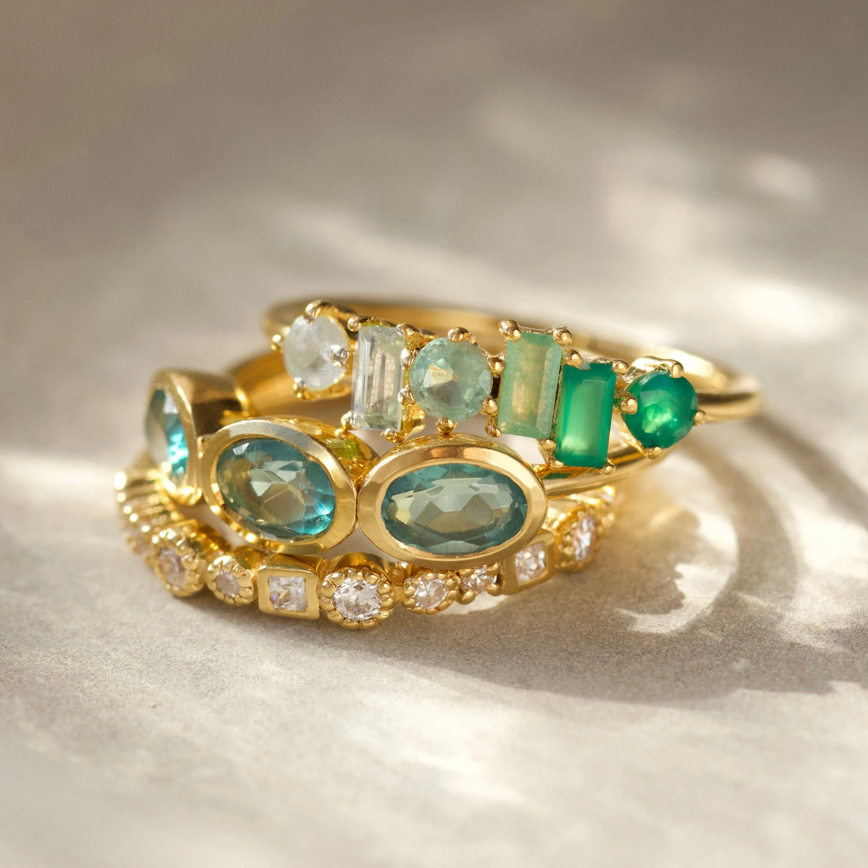 Green Gemstone Ombre Ring