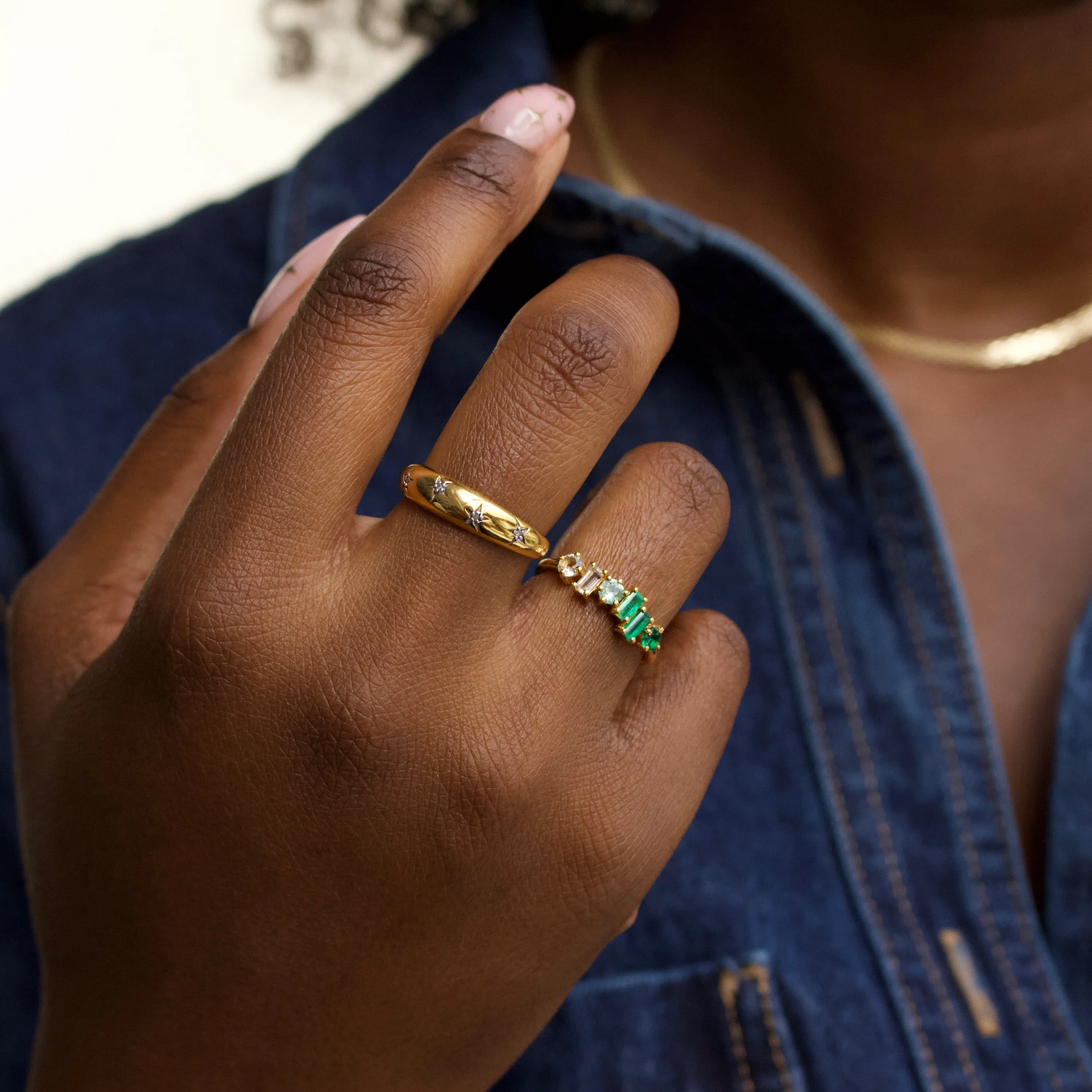 Green Gemstone Ombre Ring