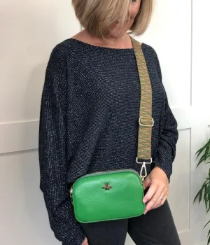 Green Luxury Leather Crossbody Camera Bag