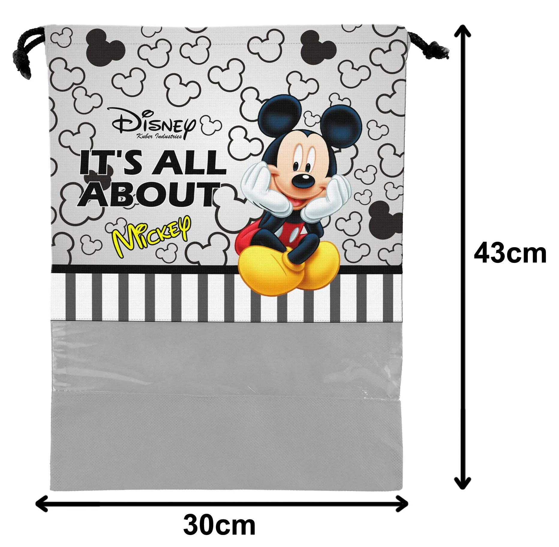 Kuber Industries Disney Print 9 Piece Non Woven Travel Shoe Cover, String Bag Organizer (Black & Grey & Pink) -HS_35_KUBMARTS18045