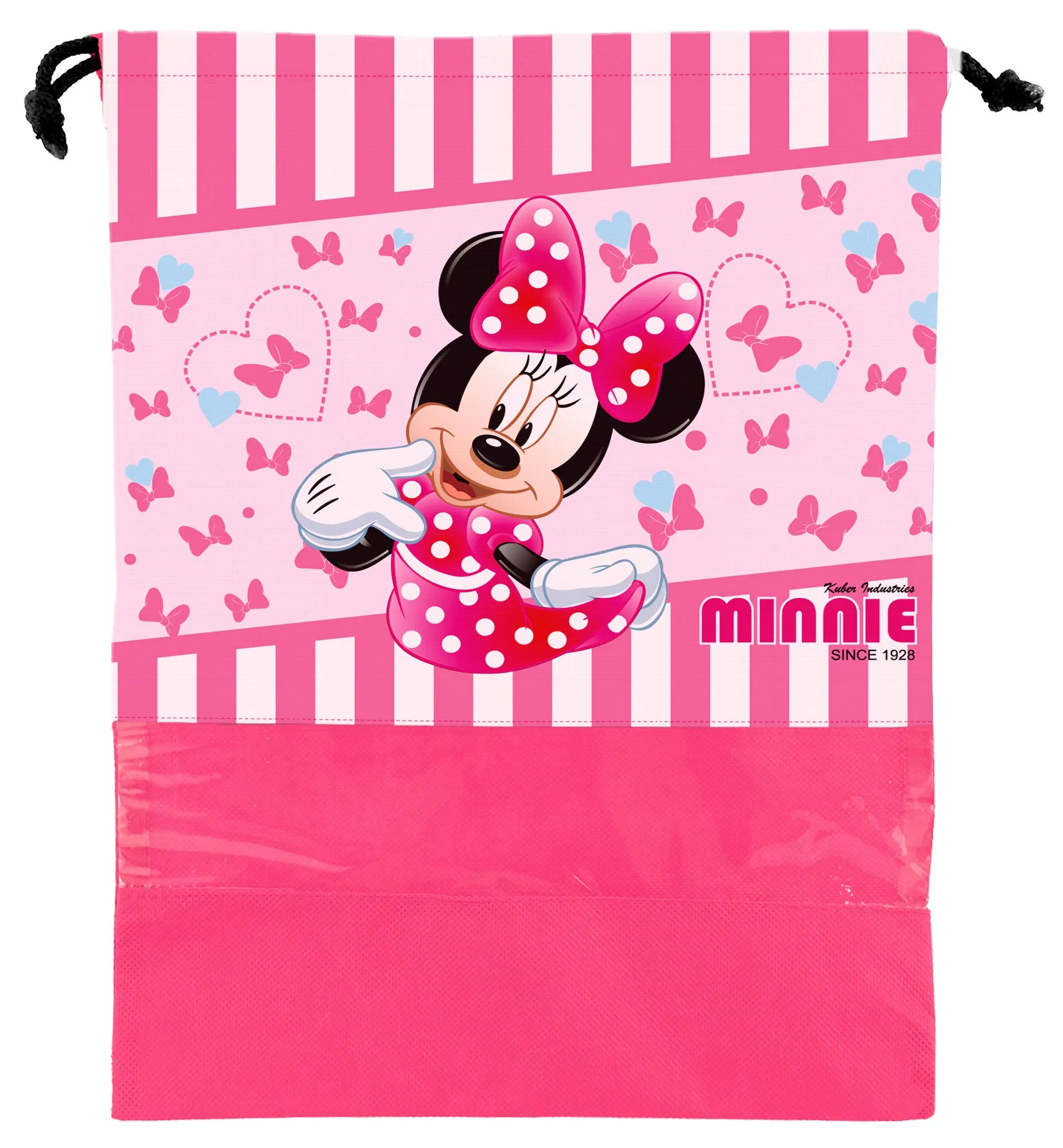 Kuber Industries Disney Print 9 Piece Non Woven Travel Shoe Cover, String Bag Organizer (Black & Grey & Pink) -HS_35_KUBMARTS18045