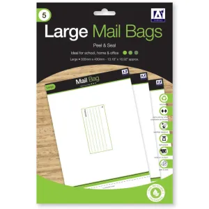 Large Mailing Bags - 5 Pack 33.5cm x 43cm Recyclable Peel & Seal Closure Extra Strong Weather Resistant Write-On Surface Addressing