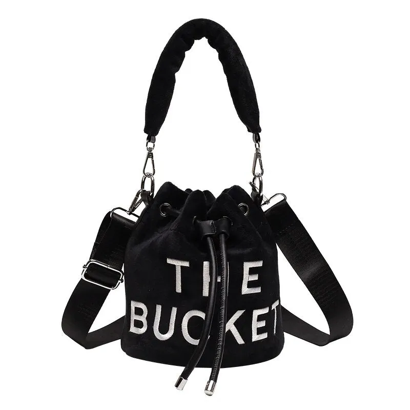 Large Winter Velvet Bucket Bag