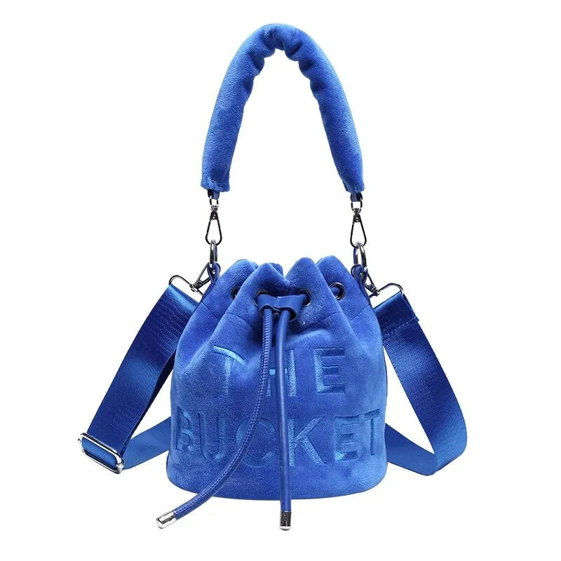 Large Winter Velvet Bucket Bag