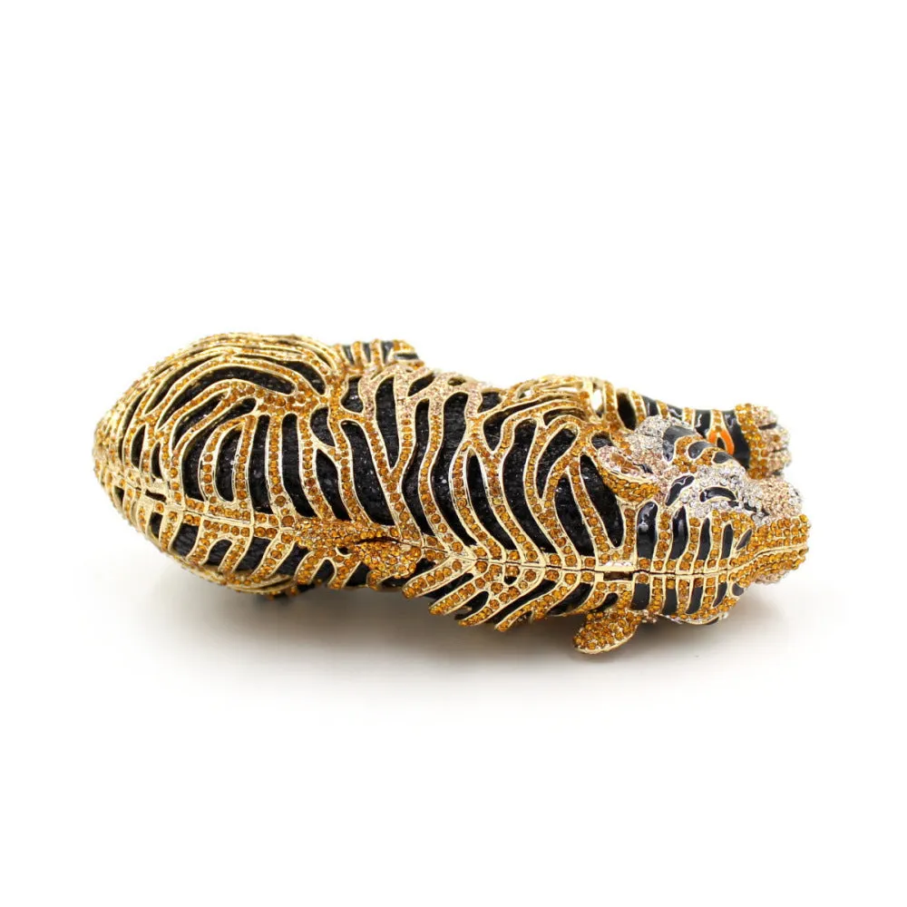 Luxy Moon Tiger Sparkling Evening Clutch Bags with Chain