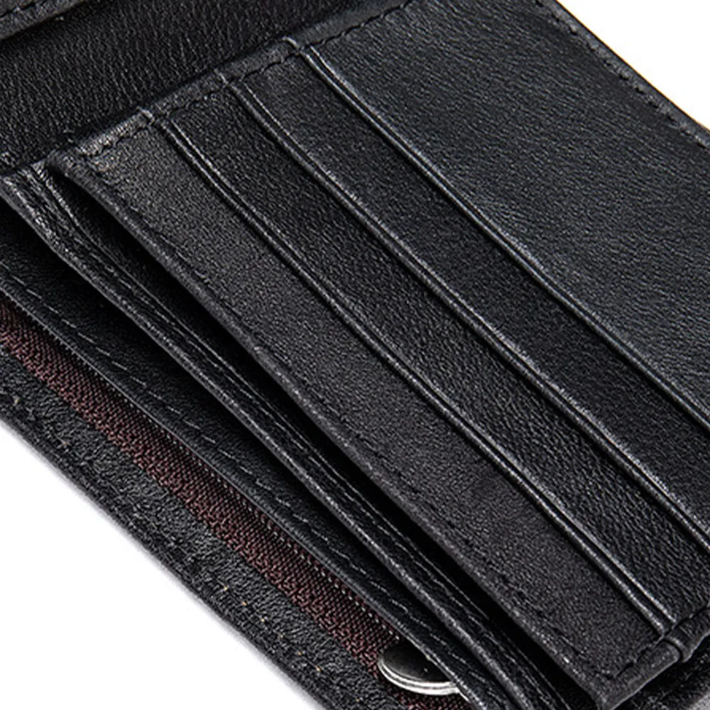 Men Genuine Leather RFID Blocking Anti-theft Retro Multi-functional Card Holder Wallet With Chain