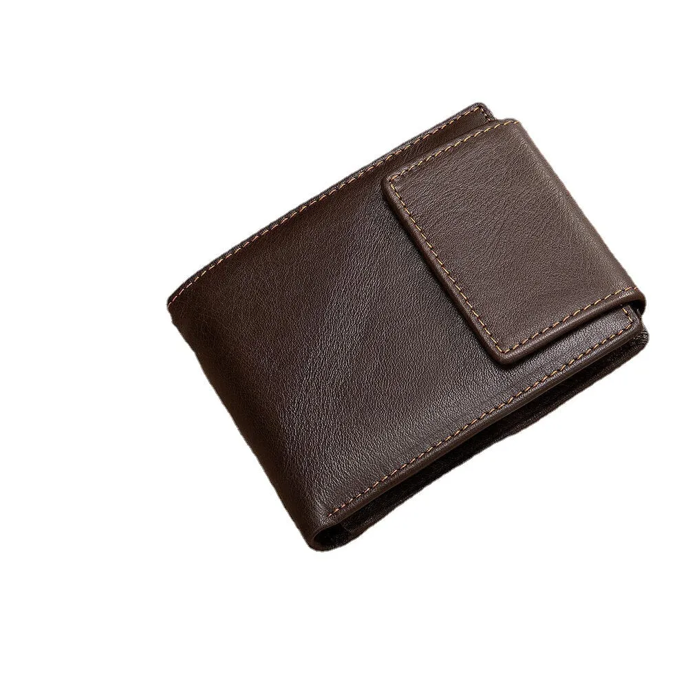 Men Genuine Leather RFID Blocking Anti-theft Retro Multi-functional Card Holder Wallet With Chain