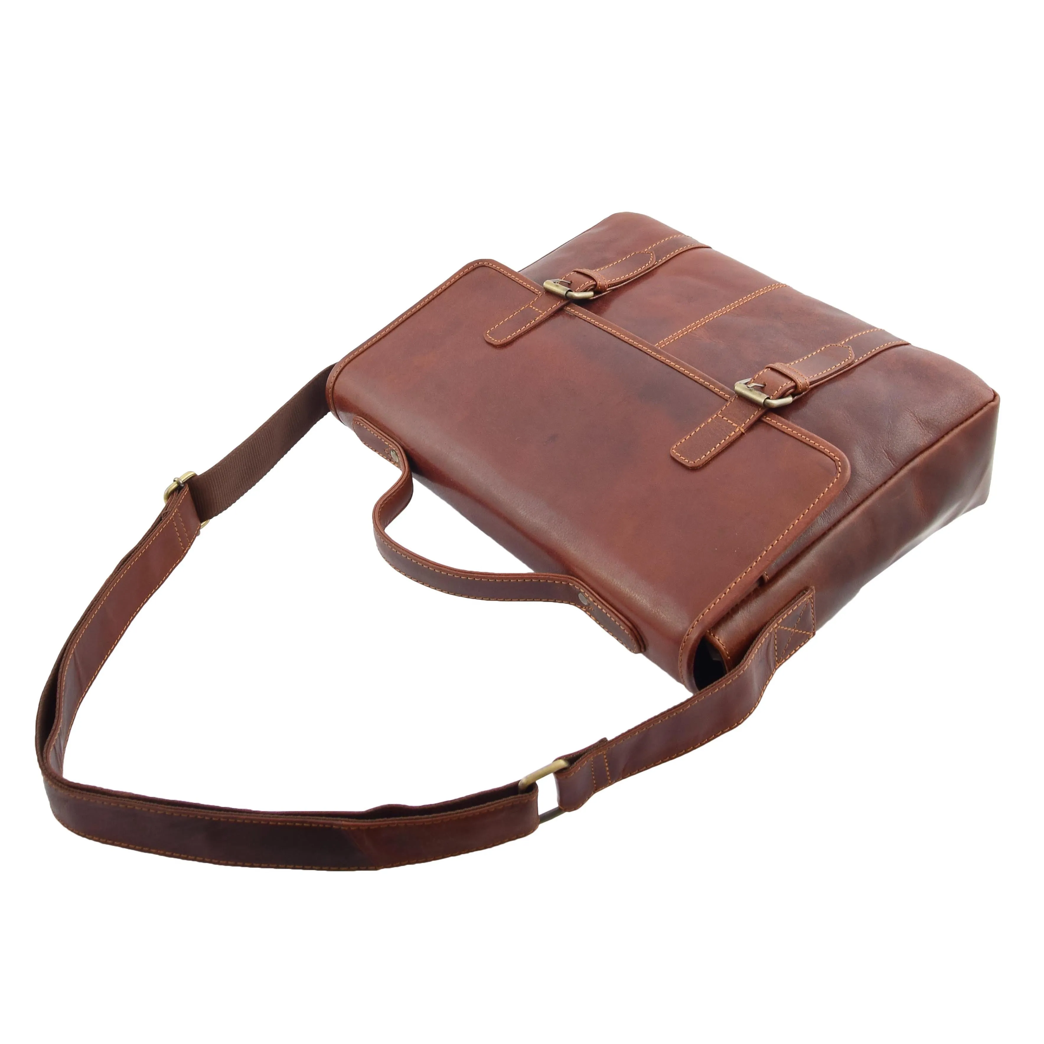 Mens Genuine Leather Briefcase Satchel Laptop Business Bag Major Brown