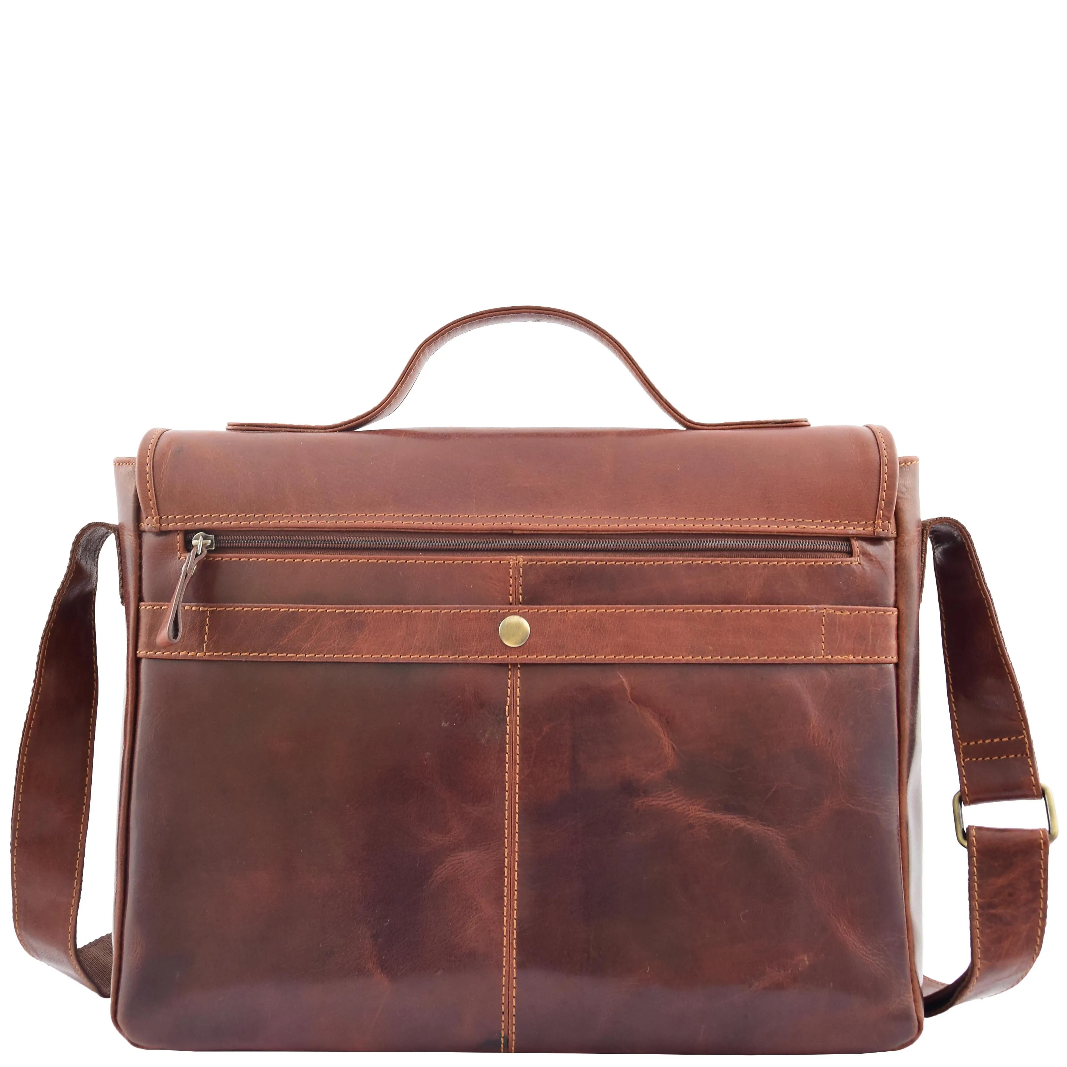 Mens Genuine Leather Briefcase Satchel Laptop Business Bag Major Brown